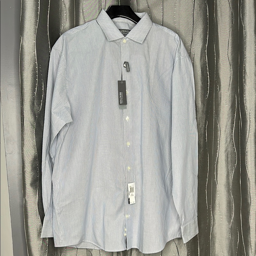 Kenneth Cole Reaction Regular Fit Men's Light Blue Shirt Sz 17 34-35